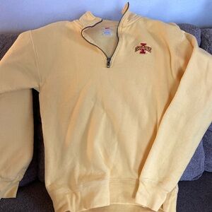 Yellow Half-Zip Sweatshirt, barely worn, Iowa State logo, size small